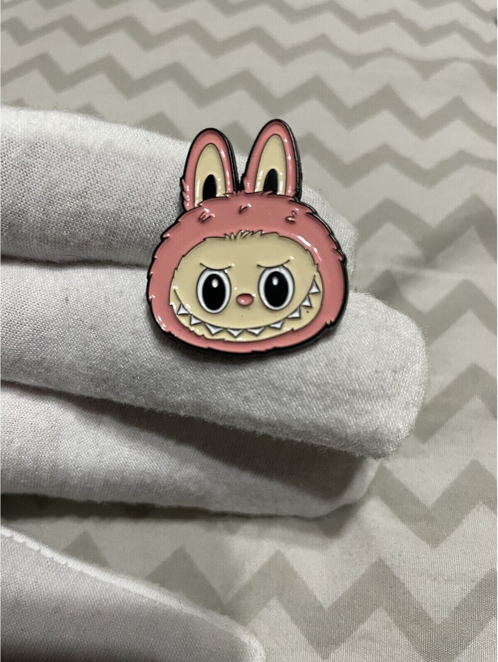 Pink Labubu Enamel Pin Cute Cartoon Monster Lapel Pin Accessories For Bags